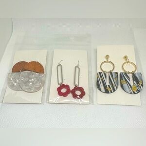 Lot 3 Sets Boutique Earrings - Lightweight - Acrylic